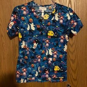 Peaches Uniforms Halloween Scrub Top- M